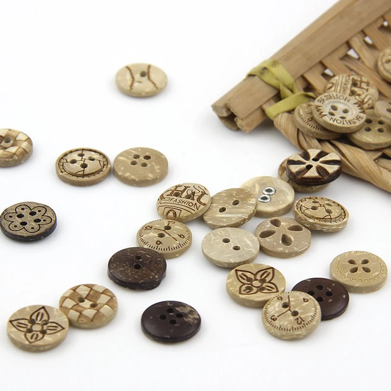 Natural Color Round Coconut Shell Buttons